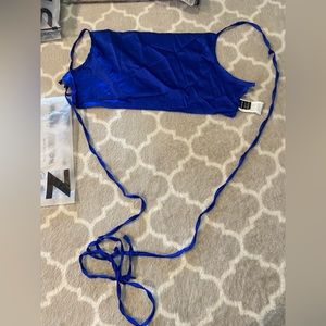 SHEIN BLUE SATIN HOLTER TIE UP TOP XS